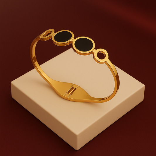 Triple Black Enamel Bangle – 18K Gold-Plated Stainless Steel