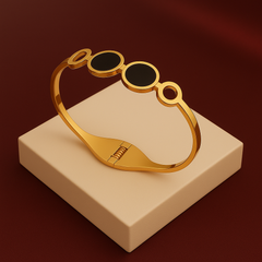Triple Black Enamel Bangle – 18K Gold-Plated Stainless Steel