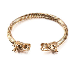 Alpha Dragon Gold Bracelet for Men – Adjustable Titanium Steel Cable Cuff