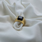 Bold Faceted Signet Ring – Black & Gold Options