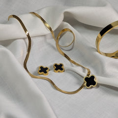 Black Clover Gold Luxe Set – 4-Piece Enamel Jewelry Set