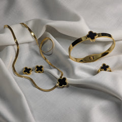 Black Clover Gold Luxe Set – 4-Piece Enamel Jewelry Set