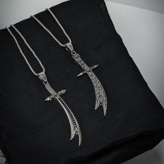 Pack of 2  Zulfiqar Sword Pendant Necklace