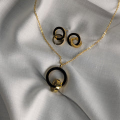 Enchanted Circles Set – Dual Tone Necklace & Earrings (18K Gold Plated)