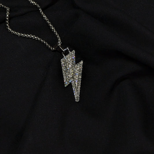 Lightning Bolt Necklace – 925 Sterling Silver Flash Pendant with CZ Diamonds