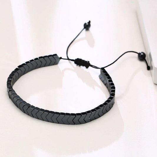 Hematite Arrows Bracelet Set – Adjustable Unisex Macrame Design
