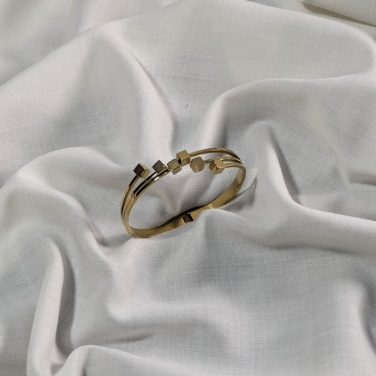 Geometric Cube Bangle – 18K Gold Plated Minimalist Bracelet