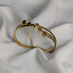 Geometric Cube Bangle – 18K Gold Plated Minimalist Bracelet