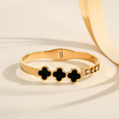 Triplet Black Clover Luxury Bangle – Tarnish-Free Stainless Steel
