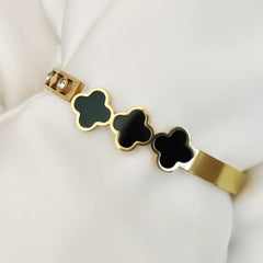 Triplet Black Clover Luxury Bangle – Tarnish-Free Stainless Steel